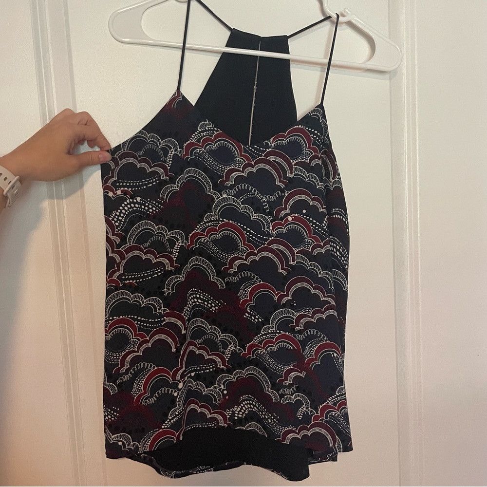 Express tank (reversible colors) navy and patterned (navy, white, maroon)